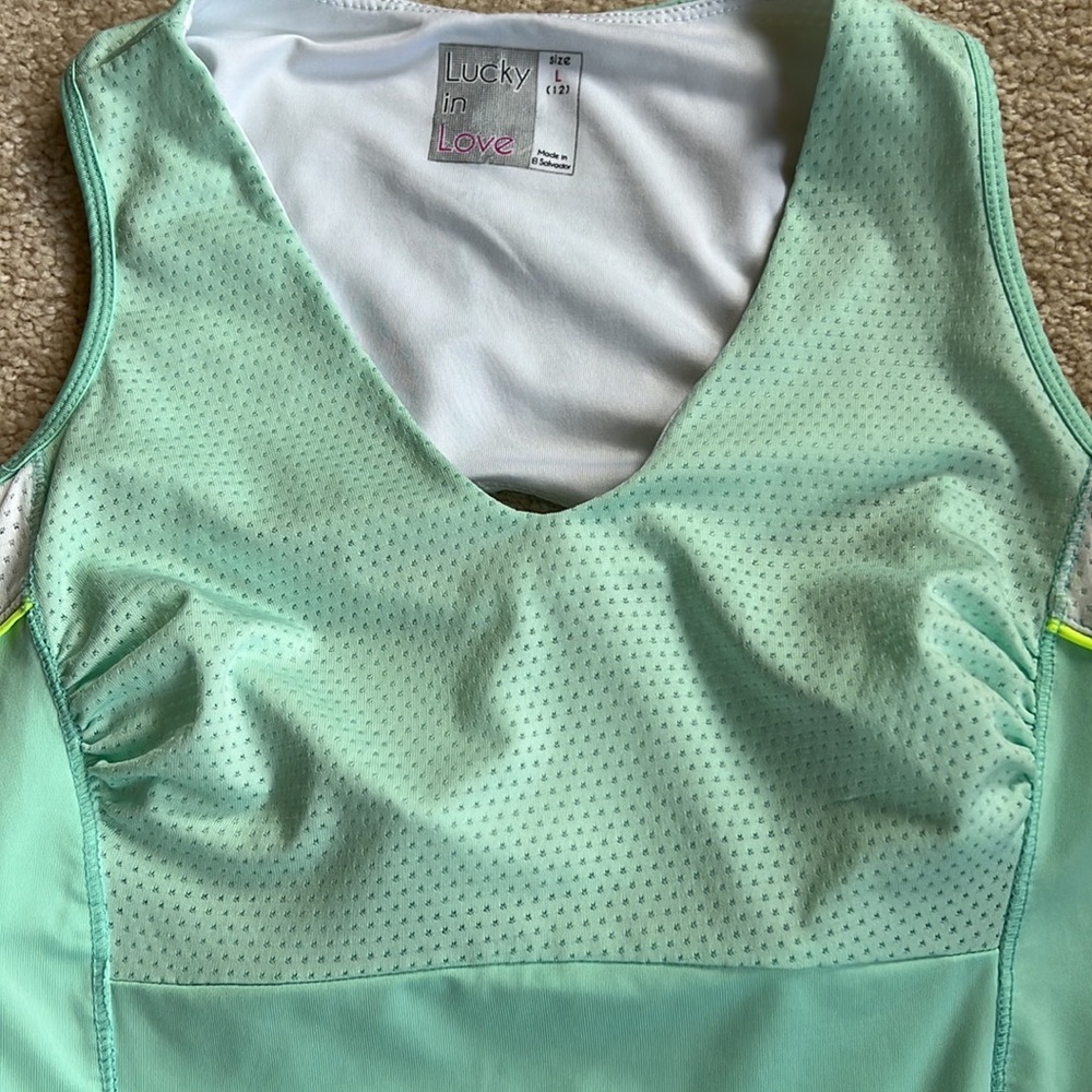 Lucky in LOVE Seafoam green tennis tank - Large - Picture 2 of 7